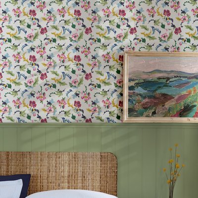 Papier peint Envolée de fleurs d'églantine JOULES