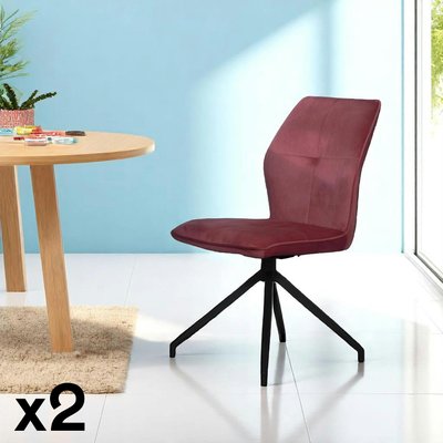 Chaise pivotante rose en velours patiné avec poignée (lot de 2) LOMBARDIE PIER IMPORT