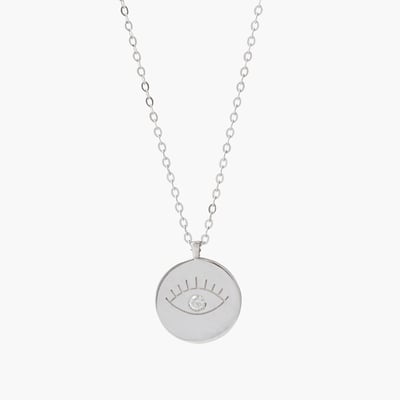 Collier fin argent 925 à médaillon serti d'un diamant 12 mm BALABOOSTE