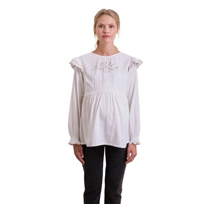 Blouse de grossesse brodée gaze de coton et viscose VERTBAUDET