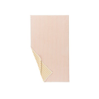 Drap de bain coton double face pêche et jaune COMBO CARRE BLANC