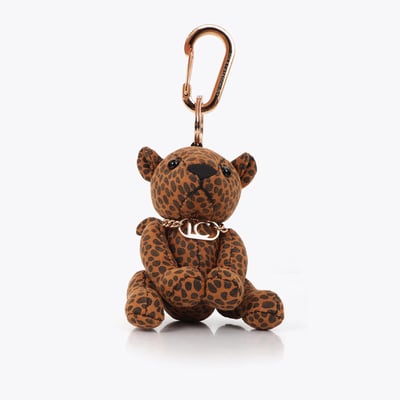 Porte-clefs peluche imprimé léopard à logo métallique LOLA CASADEMUNT