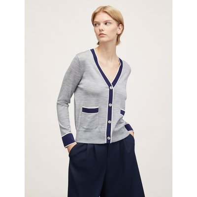 Cardigan en pure laine avec bords de couleur contrastante MOTIVI