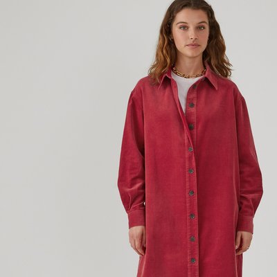 Velour Shirt Dress with Long Sleeves LA REDOUTE COLLECTIONS