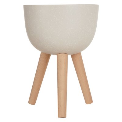 46cm Planter in White with Beech Wood Legs SO'HOME