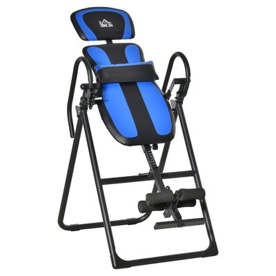 Table d'inversion pliable réglable antidérapante charge max. 110 Kg acier synthétique bleu noir HOMCOM