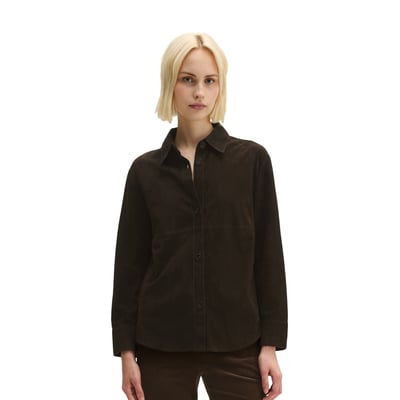Chemise en cuir coupe classique en cuir de chèvre velours souple MARC O'POLO