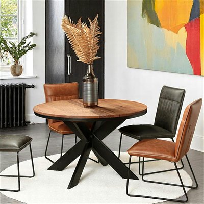Table ronde extensible bois massif chêne 130 cm PALERME PIER IMPORT