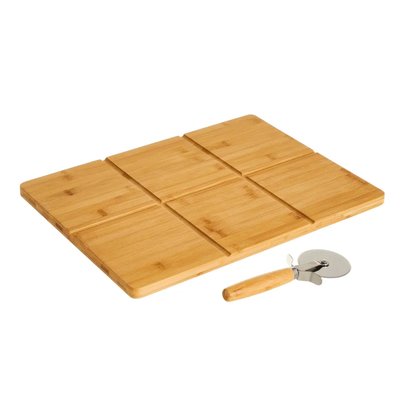 Planche à pizza en bambou avec roulette à découper WADIGA