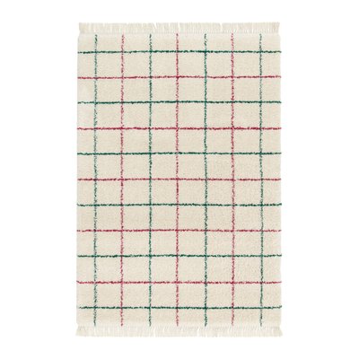 Tapis intérieur shaggy motif quadrillage multicolore avec franges EDWARD SWEEEK
