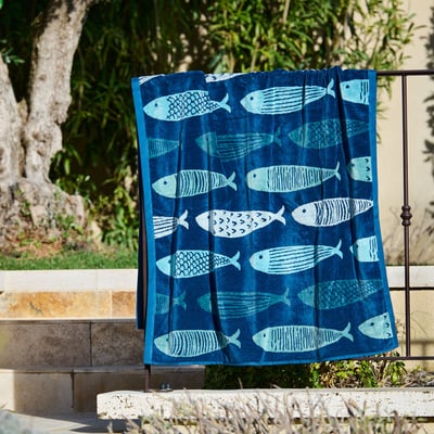 Drap de plage Vent d'océan - Velours de coton jacquard 450g/m² TRADITION DES VOSGES
