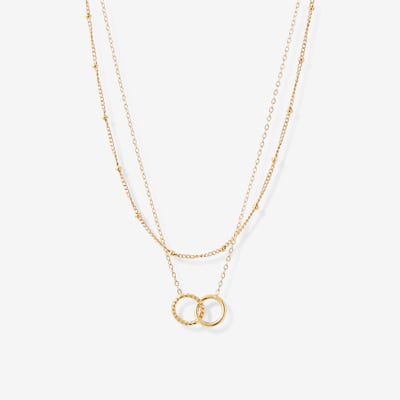 Collier 2 rangs cercles entremêlés en acier inoxydable BALABOOSTE