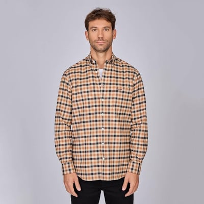 Chemise Homme Mise Au Green Carreaux Marron/blanc - Taille L Manches Courtes - Occasion Bon état