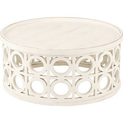 Table basse sculptée blanche en bois esprit contemporain RECOLLECTION