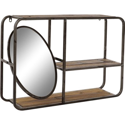 Étagère murale bois et métal avec miroir RECOLLECTION