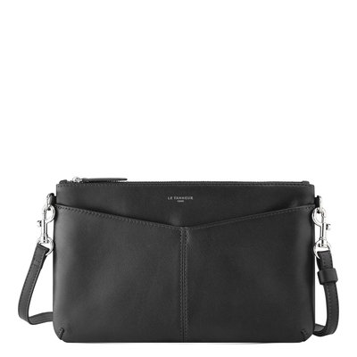 Pochette zippée avec bandoulière amovible en cuir lisse CHARLOTTE LE TANNEUR