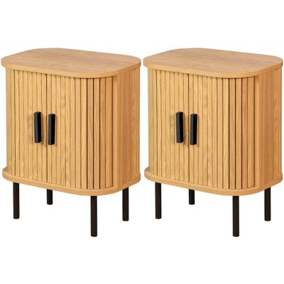 Table de nuit en bois et métal à lamelles KYOTO (Lot de 2) AUBRY GASPARD