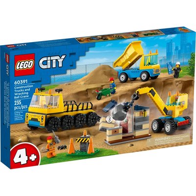 City Les camions de chantier et la grue à boule de démolition LEGO