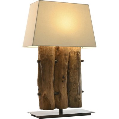 Lampe de table en teck et fer esprit artisanal fait main RECOLLECTION