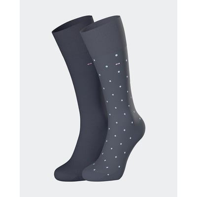 Lot de 2 paires de chaussettes hautes, 1 unie + 1 imprimée pois EDEN PARK