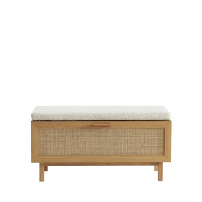 Banc d'entrée avec rangement chaussures en bois et cannage L100cm - JUNE DRAWER