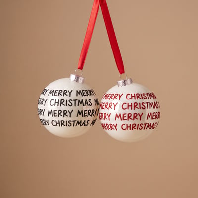 Boule de noël graphiques merry christmas D8 NOËL SIA DECO