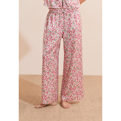 Pantalon de pyjama à motifs fleuris satiné FEUILLINE ETAM
