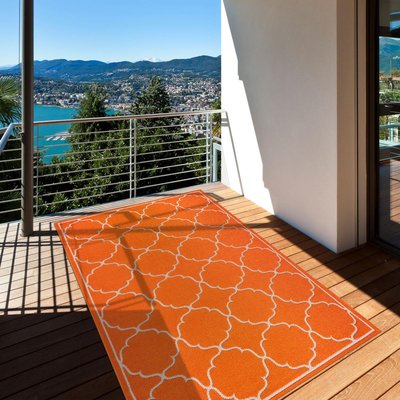 Tapis extérieur tissé kilim rond KUMA UN AMOUR DE TAPIS