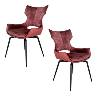 Chaise pivotante rose bi-matière, dossier en T (lot de 2) LOMBARDIE PIER IMPORT