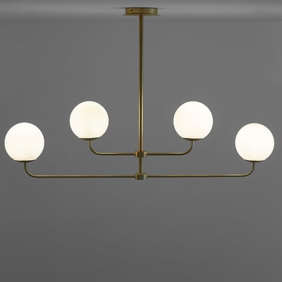 Hanglamp in messing en opaline glas, Moricio LA REDOUTE INTERIEURS