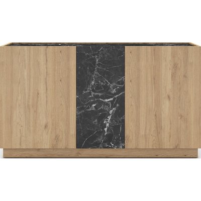 Buffet 3 portes effet bois et marbre - DILAN HOMIFAB
