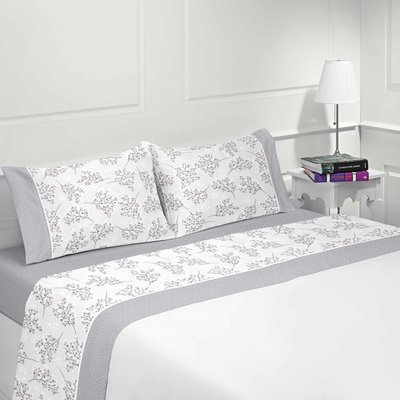 Parure drap de lit en coton flanelle 57 fils imprimé ROMA LINANDELLE