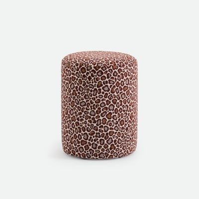 Pouf en tissu texturé, motif léopard, POLINA LA REDOUTE INTERIEURS