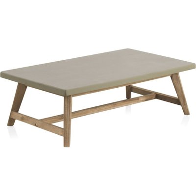 Table basse rectangulaire bois acacia et plateau effet béton RECOLLECTION