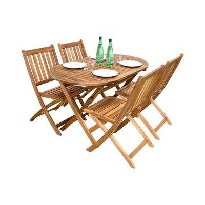 Salon de jardin ovale en acacia Fidgi - 4 chaises CEMONJARDIN