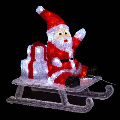 Père Noël sur luge lumineux extérieur H48.5cm 60 LED + transfo FEERIC LIGHTS & CHRISTMAS