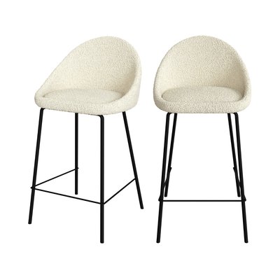 Lot de 2 chaises pour îlot central 65 cm en tissu bouclette - MISTY RENDEZ-VOUS DÉCO