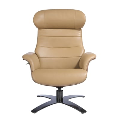 Fauteuil pivotant en cuir sable ANGEL CERDA
