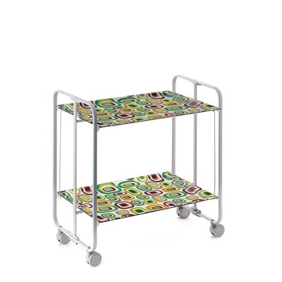 Table roulante pliante BAUHAUS, 2 plateaux, châssis gris aluminium. DON HIERRO