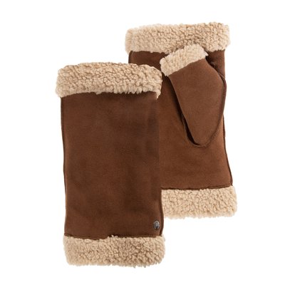 Mitaines en cuir de chèvre velours, doublés imitation fourrure ISOTONER