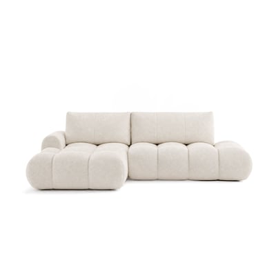 Canapé d'Angle Convertible en Tissu bouclette 4 places - YULIN LISA DESIGN