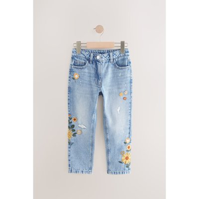 Jean mom à fleurs brodées NEXT