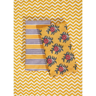 Serviettes en coton et lin à rayures et fleurs MANGO HOME