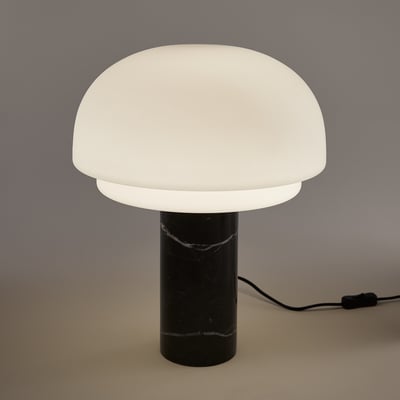 Tafellamp, opaline en marmer, hoogte 43,1 cm, AGATHILDA LA REDOUTE INTERIEURS