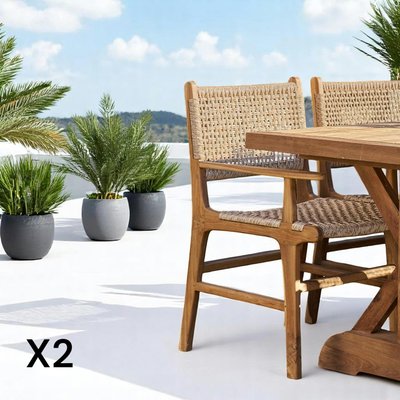 Chaise de jardin en teck et résine tressée avec accoudoirs (lot de 2) MENDOZA PIER IMPORT