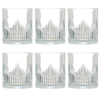 Set de 6 verres à whisky avec motifs embossés rayures 33cl WADIGA