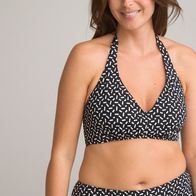 Halterneck Bikini Top in Graphic Print LA REDOUTE COLLECTIONS PLUS