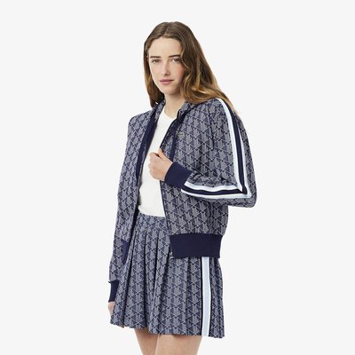 Hoodie in jacquard met monogram en ritssluiting LACOSTE