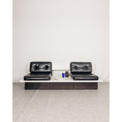 Canapé modulable en cuir Robert N°26 - Bon état DEBONGOUT