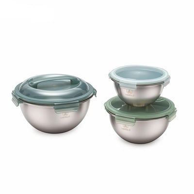 Set de 3 bols inox avec couvercles hermétiques - "Pique-nique" LAGUIOLE CUISSON
